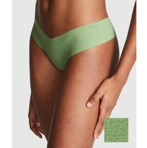 VS Pink No-Show High Leg Thong Panty Medium NWT Green